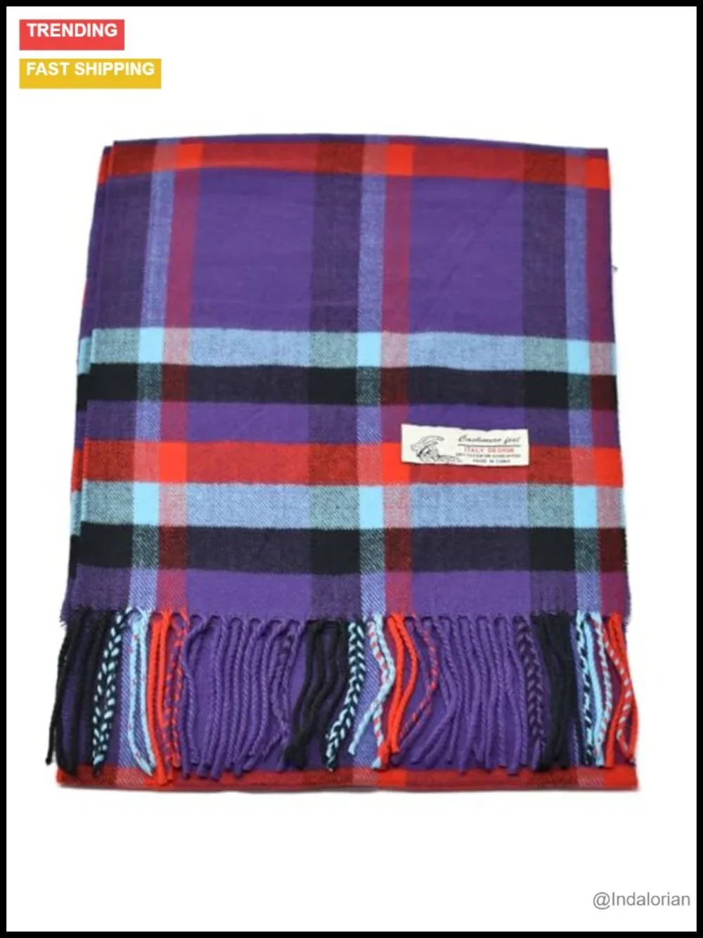 Classic Plaid Striped Winter Scarf Cashmere Feel 72x12